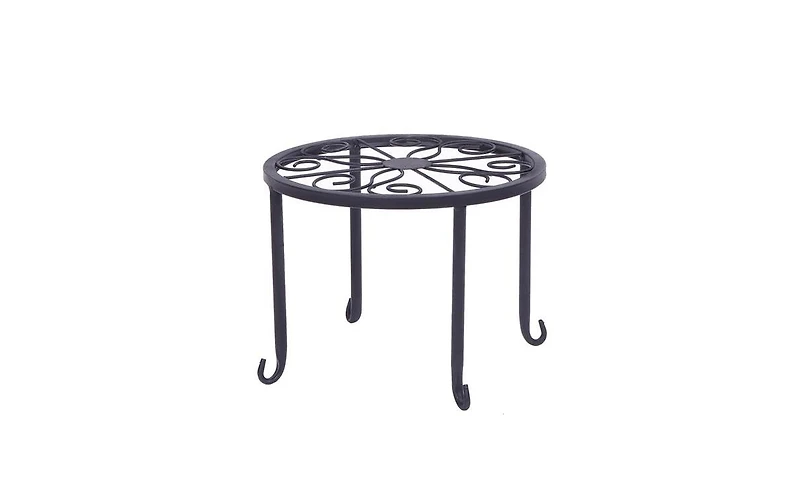 Slickblue 4-Tier Plant Shelves with Round Pattern Stylish Black Baking Paint Display for Indoor and Outdoor Plants