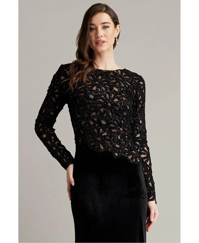 Tadashi Shoji Sinnott Chenille Embroidered Gown