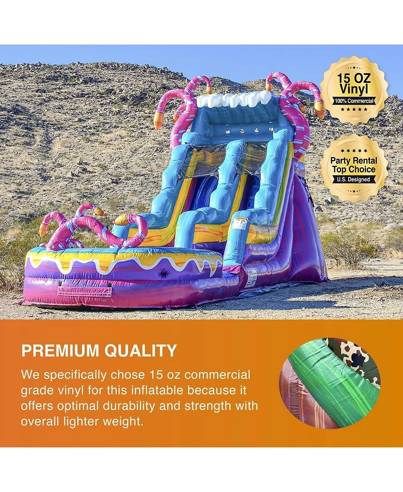 JumpOrange 15' Mystery Jungle Commercial Grade Water Slide with Detachable Deep Pool for Kids and Adults (with Blower), Outdoor Indoor, Wet Dry Use, T