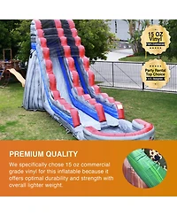 JumpOrange Commercial Grade Water Slide with Attached Splash Pool (with Blower), Tall Waterslide, Outdoor Inflatable, Summer Fun, Backyard Water Park,