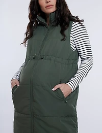 Women's Woven Full-Zip Sleeveless Quilted Puffer Vest - Motherhood Maternity