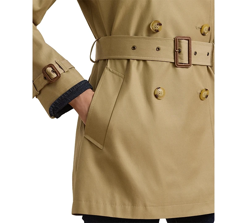 Lauren Ralph Women's Short Double-Breasted Belted Trench Coat