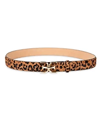 Sam Edelman Women's Double-e Plaque Buckle Exotic Print Belt