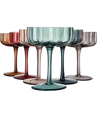 The Wine Savant Martini and Champagne Flower Classic Wavy Glass Coupes, Set of 6