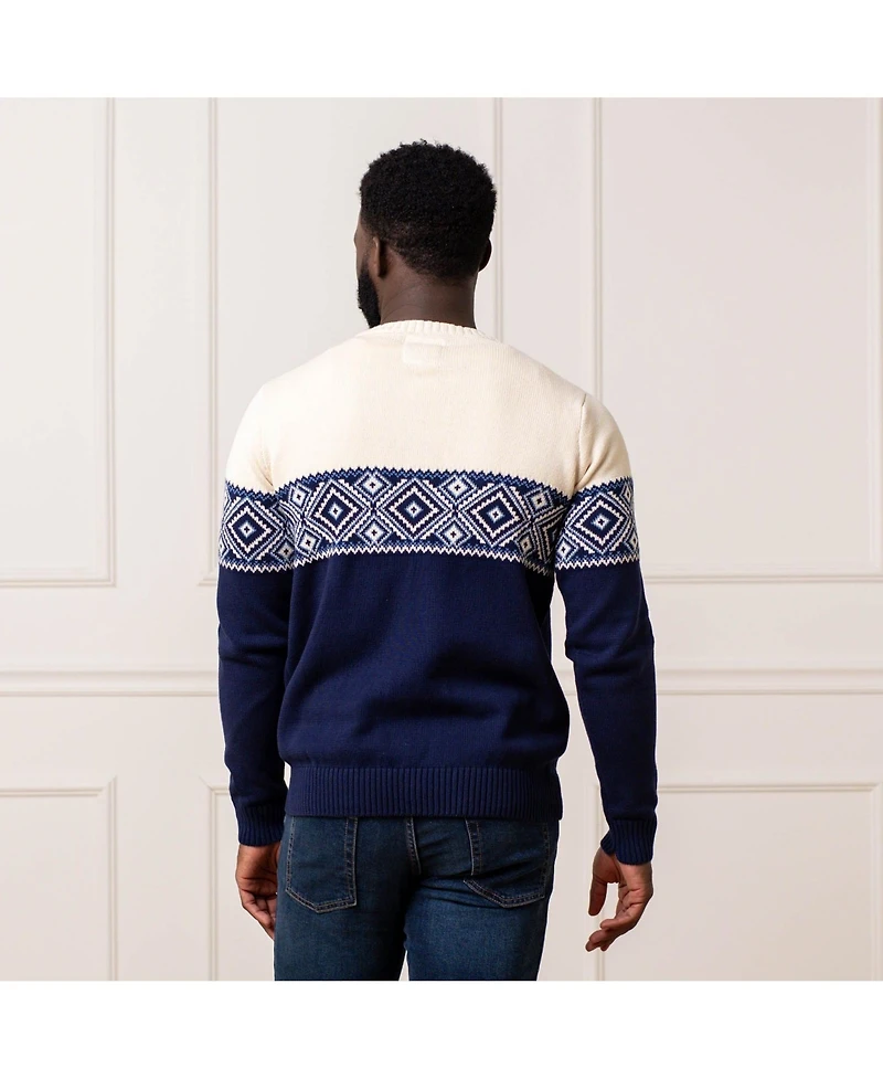 Hope & Henry Men's Crew Neck Fair Isle Sweater