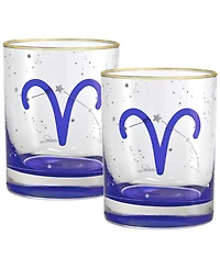 Culver Aries Zodiac Double Old-Fashioned Glass, Set of 2