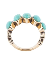 Barse Multi Oval Genuine Green Turquoise Bronze Band Ring