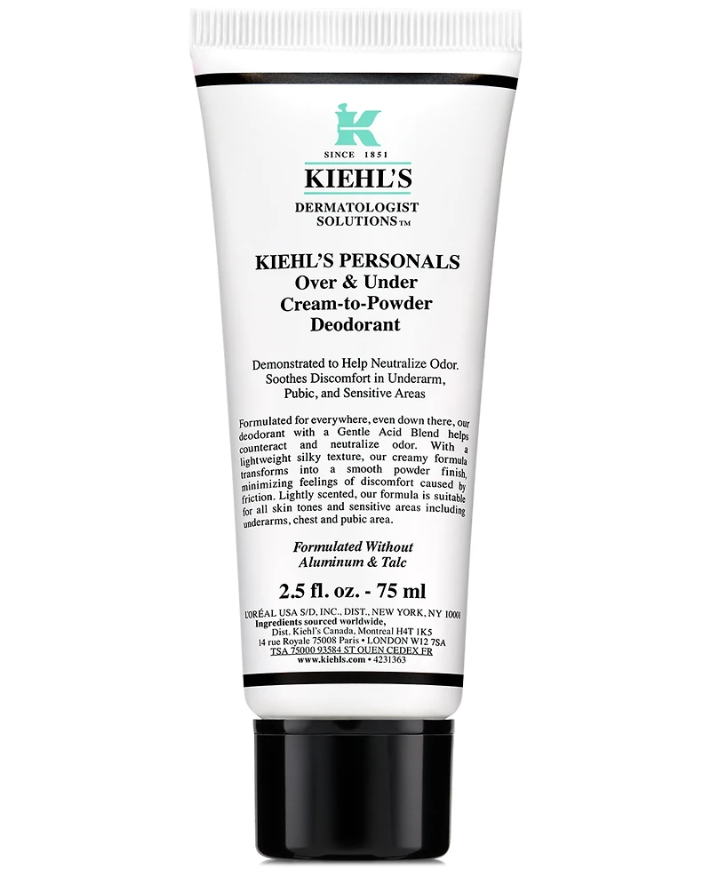 Kiehl's Since 1851 Over & Under Cream-To-Powder Deodorant, 2.5 oz.