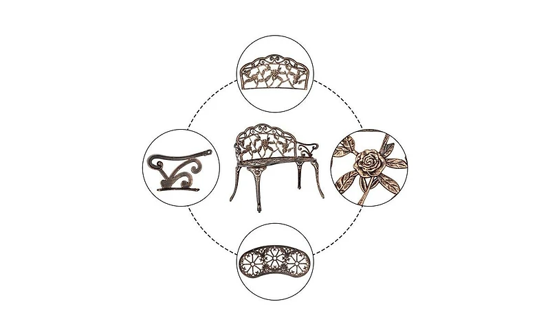 Slickblue 38.5" Cast Aluminum Outdoor Courtyard Decoration Park Leisure Rose Chair