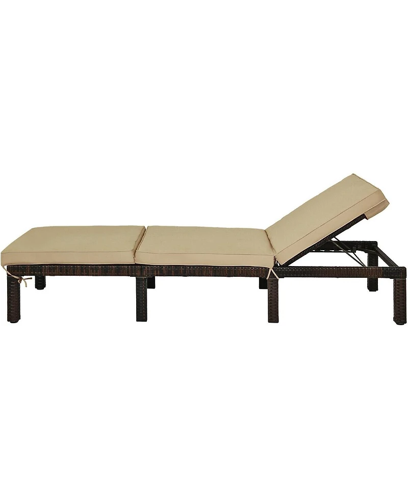 Sugift Paito Wicker Chaise Lounger with Adjustable Backrest