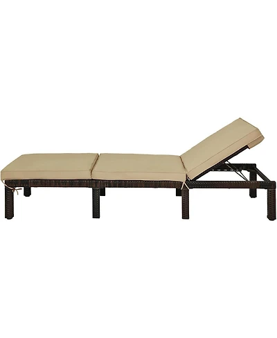 Sugift Paito Wicker Chaise Lounger with Adjustable Backrest