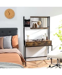 Sugift Industrial Vanity Table with 3-Position Adjustable Mirror