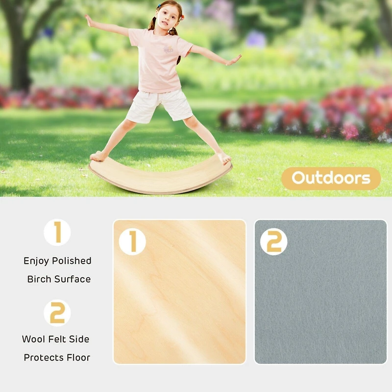 Wooden Wobble Balance Board Kids with Felt Layer
