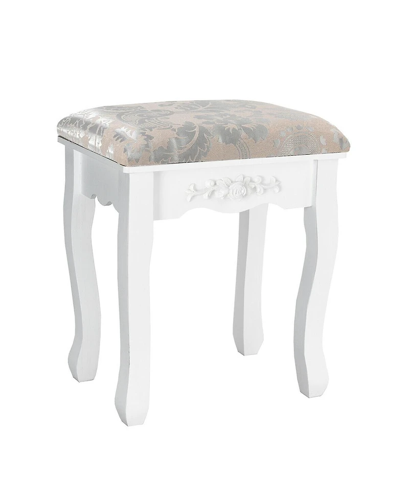 Sugift Vanity Table Set with Oval Mirror and 4 Drawers