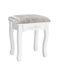 Sugift Vanity Table Set with Oval Mirror and 4 Drawers