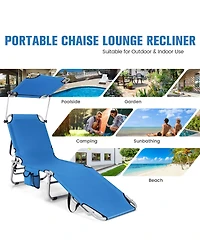 Vebreda 5-Position Adjustable Outdoor Chaise Chair Recliner Chair with Canopy Shade