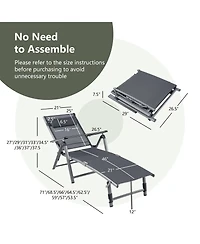 Sugift Outdoor Aluminum Chaise Lounge Chair with Quick-Drying Fabric