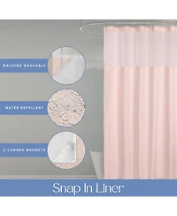 Awesome Home Starburst Water Repellent Crinkle Shower Curtain with Snap-in Liner and Hooks Set, 71"X72"