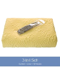 Awesome Home Starburst Water Repellent Crinkle Shower Curtain with Snap-in Liner and Hooks Set, 71"X72"