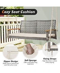 Sugift 2-Person Patio Wicker Hanging Swing Chair