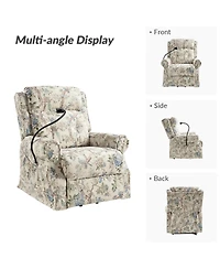 Hulala Home Ruprecht Farmhouse Lift Assist Power Recliner with Massage Heat and Manual Headrest