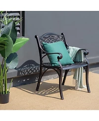 Sugift 2-Piece Outdoor Cast Aluminum Chairs with Armrests and Curved Seats