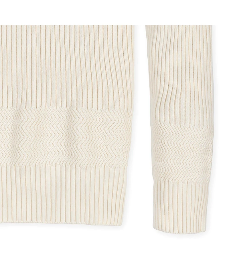Hope & Henry Men's Crew Neck Herringbone Detail Sweater