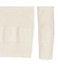 Hope & Henry Men's Crew Neck Herringbone Detail Sweater