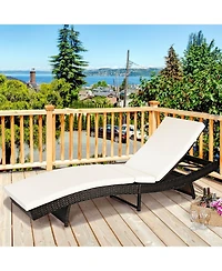 Inolait Patio Folding Chaise Lounge with 5 Adjustable Levels and Cushion