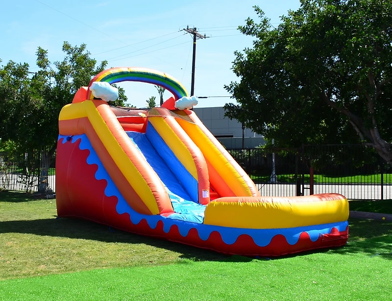 JumpOrange Commercial Grade Inflatable 14' Rainbow Cloud Xtreme Party Water Slide, 100% Pvc Vinyl With Air Blower