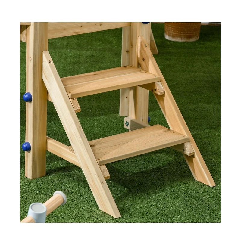 Slickblue Wooden Swing Set with Toddler Slide – Safe and Sturdy Outdoor Playset for Young Children, Perfect for Backyard Fun