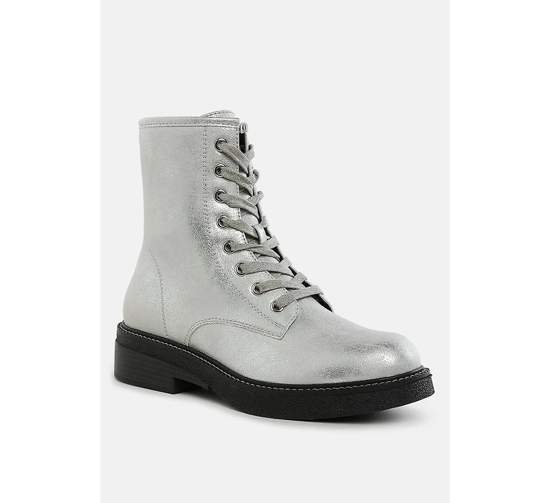 Clover Faux Leather Lace Up Boots