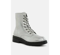 Clover Faux Leather Lace Up Boots