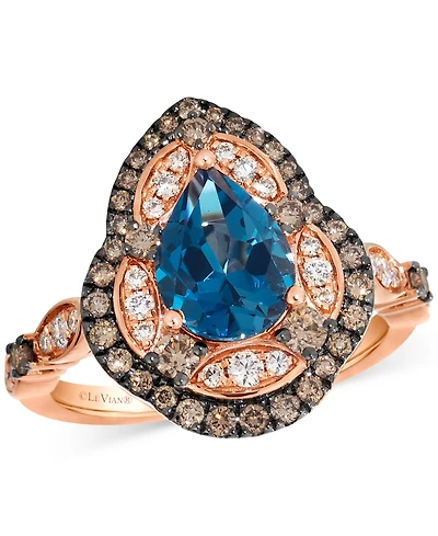 Le Vian London Blue Topaz (1-3/4 ct. t.w.) & Diamond (5/8 ct. t.w.) Statement Ring in 14k Rose Gold
