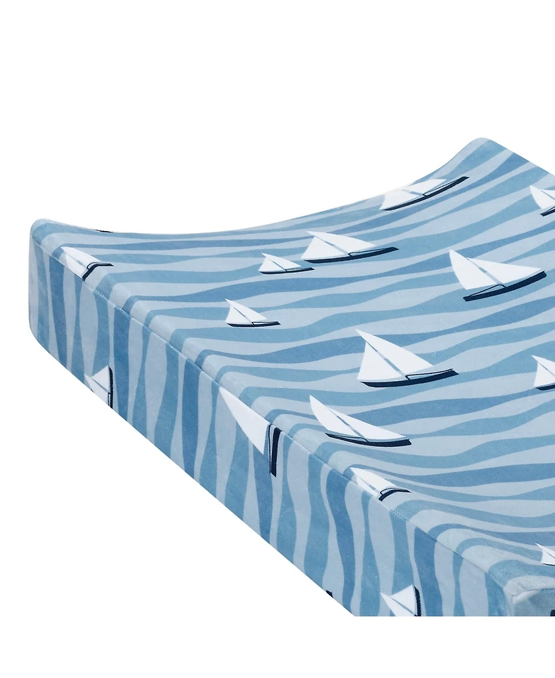 Lambs & Ivy Little Skipper Nautical Ocean Sailboat Soft Changing Pad Cover