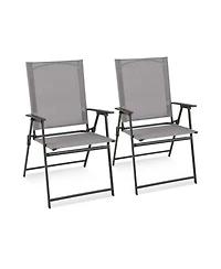 Sugift 2 Pieces Patio Folding Chairs with Armrests for Deck Garden Yard
