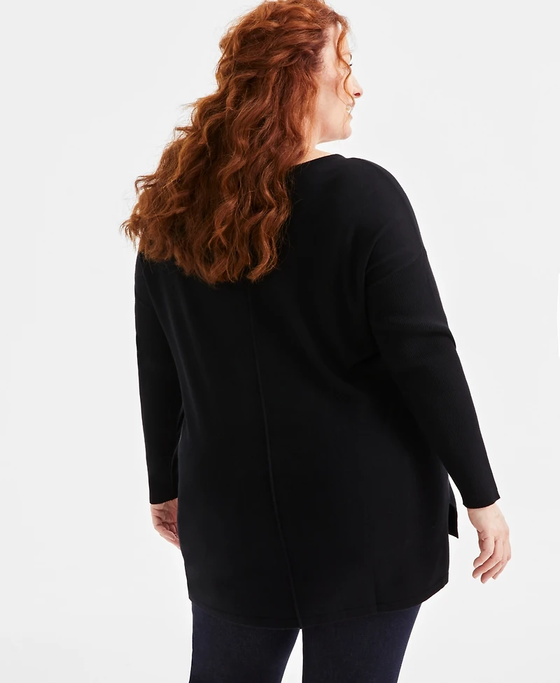 Style & Co Plus Knit Seam-Front Tunic Top, Exclusively Macy's