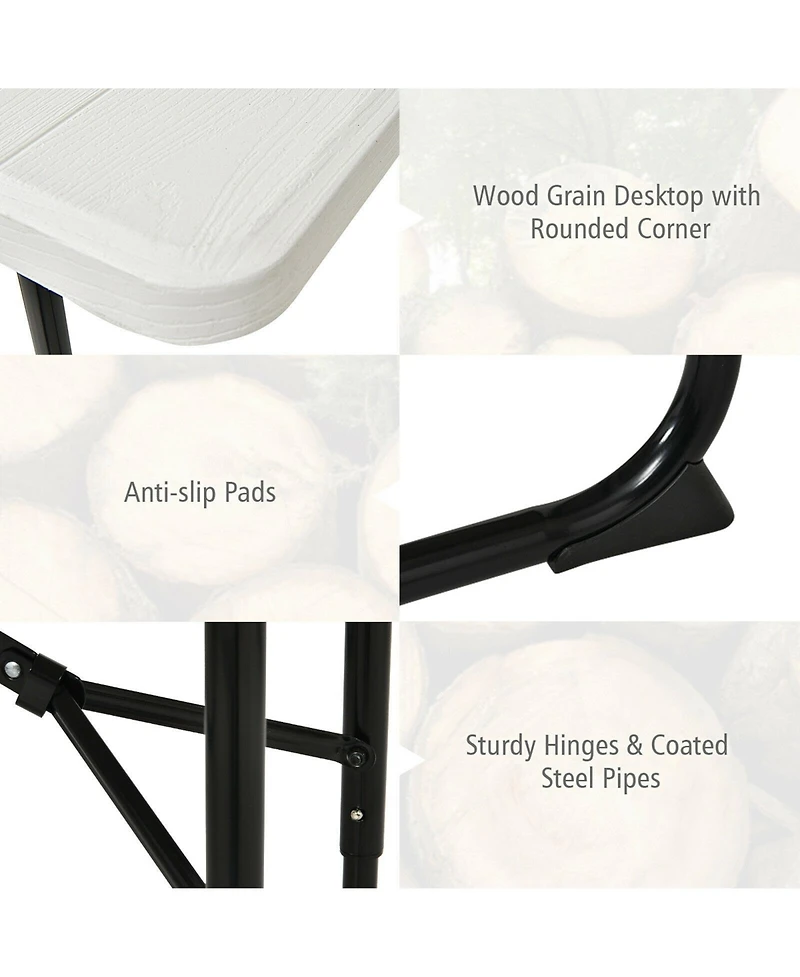 Sugift Indoor and Outdoor Folding Picnic Table Bench Set with Wood-like Texture