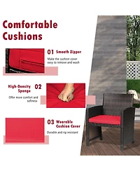 Sugift 3 Pieces Patio Wicker Furniture Set with Storage Table and Protective Cover