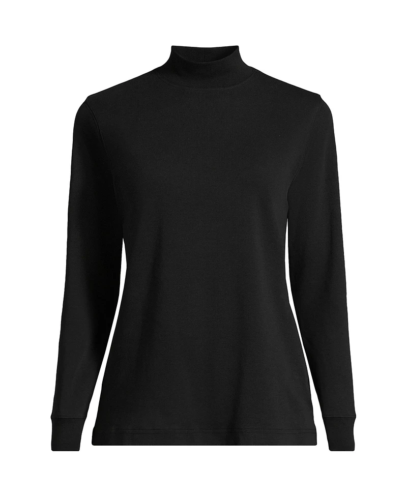 Lands' End Women's Relaxed Cotton Long Sleeve Mock Turtleneck