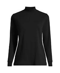 Lands' End Women's Relaxed Cotton Long Sleeve Mock Turtleneck