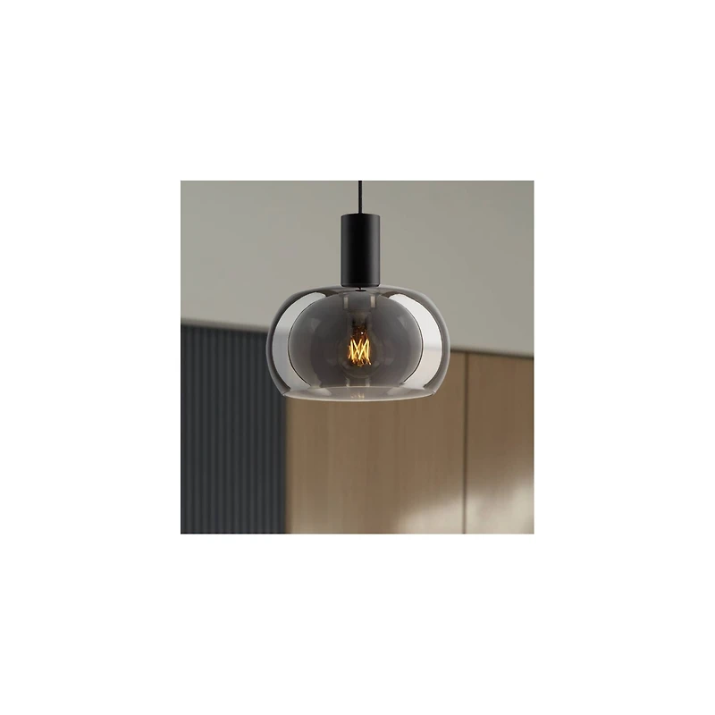 Possini Euro Design Rorie 8 1/2" Modern Pendant Ceiling Light Fixture Dining Room Over Table Kitchen Island Black Smoke Glass Mini