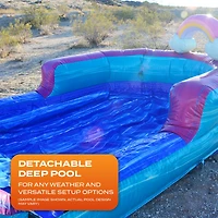 JumpOrange Galaxy Commercial Grade Bounce House Water Dual Lane Slide with Detachable Pool & Air Blower, Tunnel Entrance, Basketball Hoop, Wet Dry Use