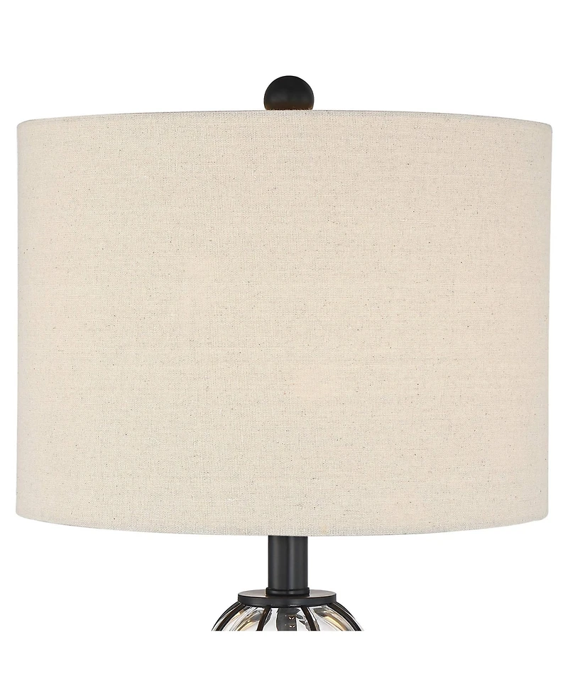 360 Lighting Eric Rustic Table Lamps Set of 2 24" High Dark Bronze Blown Glass Gourd Burlap Fabric Drum Shade for Bedroom Living Room Bedside Off