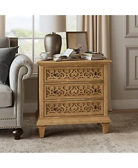 Hulala Home Daniele Transitional 3 - Drawer Nightstand with Built-In Outlets