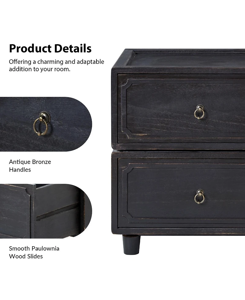 Hulala Home Scipione Transitional 2 - Drawer Nightstand with Multiple Configurations