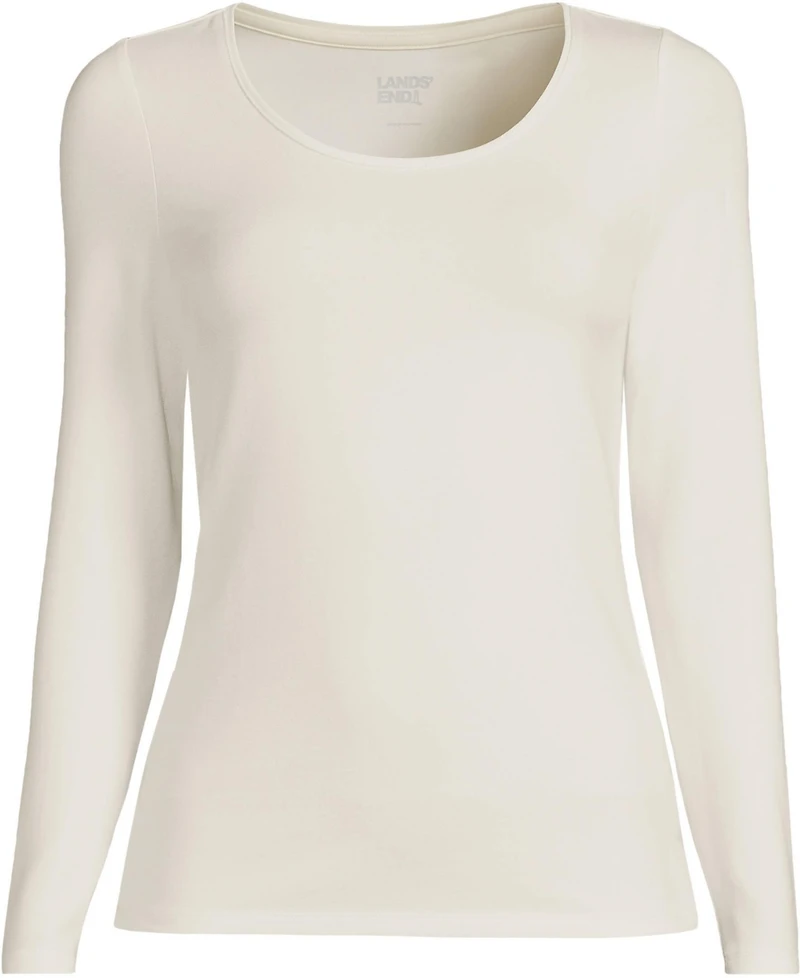 Lands' End Women's Lightweight Jersey Skimming Long Sleeve Scoop Neck T-shirt