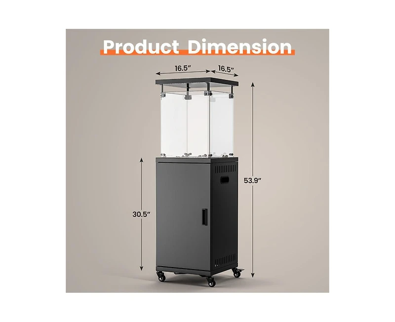 50000-btu Black Steel Floorstanding Propane Patio Heater with Wheels