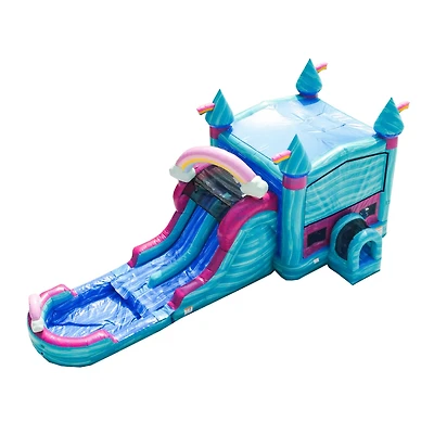 JumpOrange I'Mperfectly Commercial Grade Bounce House Water Slide with Dual Lane and Detachable Pool for Kids and Adults (with Blower), Tunnel Entranc