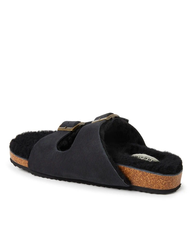 Fireside by Dearfoams Women's Tamworth Genuine Shearling Double Band Sandal
